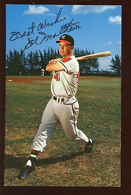 1955 Bill & Bob's Milwaukee Braves Baseball Postcard Ed Mathews EX