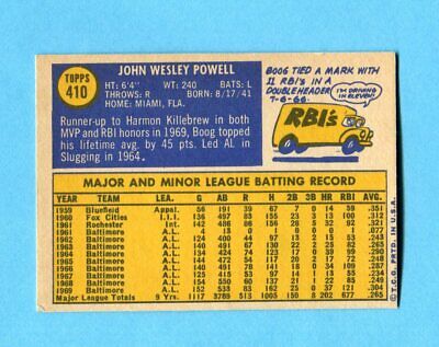 1970 Topps #410 Boog Powell Baltimore Orioles Baseball Card EX+  