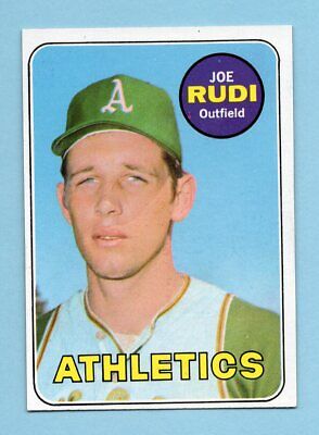 1969 Topps #587 Joe Rudi Oakland Athletics Rookie Baseball Card NM o/c      