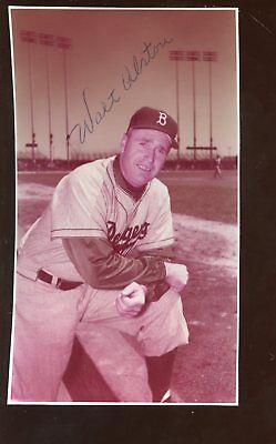 1956 Walt Alston Brooklyn Dodgers Autographed 3 X 5 1/4 Photo Hologram