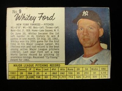 1962 Jello #9 Whitey Ford New York Yankees Baseball Card