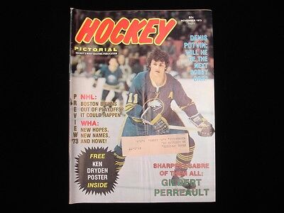 November 1973 Hockey Pictorial Magazine - Gilbert Perreault Sabres Cover