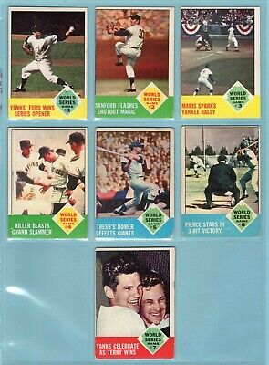 1963 Topps Set of 7 1962 World Series Special Baseball Cards LG - VG 