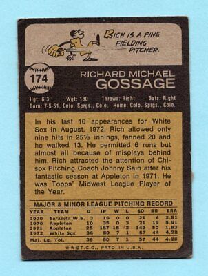 1973 Topps #174 Goose Gossage Chicago White Sox Rookie Baseball Card Vg/Ex