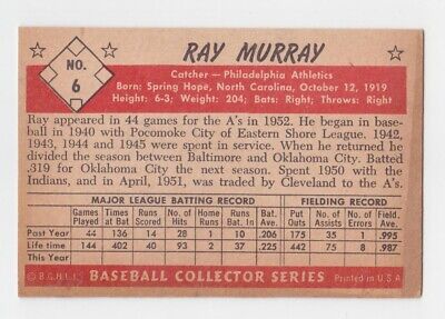 1953 Bowman Black & White #6 Ray Murray Phila Athletics Baseball Card EX+   