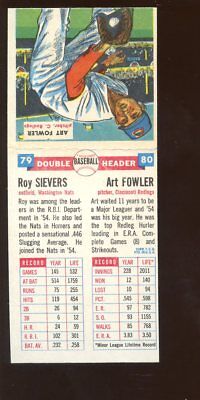 1955 Topps Doubleheaders Baseball Card #'s 79/80 Sievers / Fowler NRMT OC