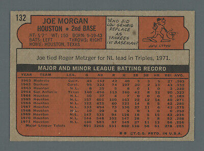 1972 Topps #132 Joe Morgan Houston Astros Baseball Card EX   