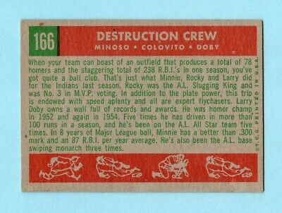 1959 Topps #166 Minoso, Colavito, Doby Cleve Indians Baseball Card EX ap ind