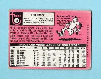 1969 Topps #85 Lou Brock St. Louis Cardinals Baseball Card Low Grade