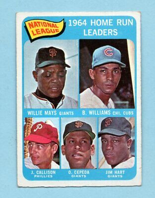 1965 O-Pee-Chee #4 1964 NL Home Run Leaders Willie Mays, others Baseball Card VE