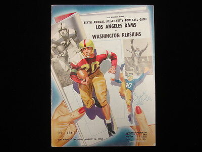 August 16, 1950 Los Angeles Rams vs. Washington Redskins NFL Football Program