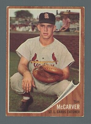 1962 Topps #167 Tim McCarver St. Louis Cardinals Rookie Baseball Card Vg/Ex