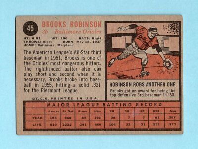 1962 Topps #45 Brooks Robinson Baltimore Orioles Baseball Card EX