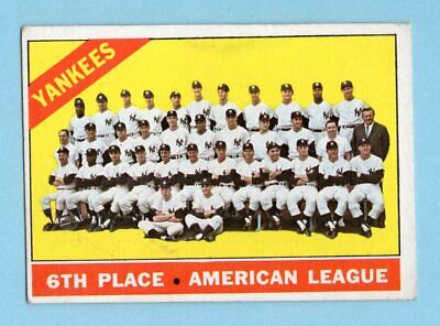 1966 Topps #92 New York Yankees Team Baseball Card Vg/Ex 