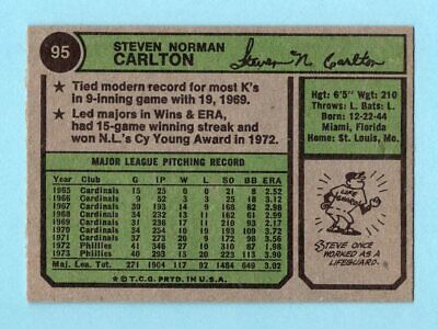 1974 Topps #95 Steve Carlton Philadelphia Phillies Baseball Card NM o/c sta tl  