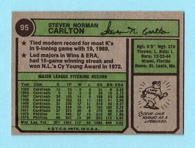 1974 Topps #95 Steve Carlton Philadelphia Phillies Baseball Card NM o/c pt isu  