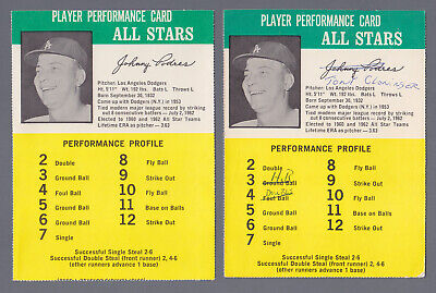 1964 & 1965 Challenge The Yankees Game Johnny Podres LA Dodgers Baseball Cards 