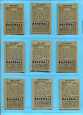 1952 Bowman Starter Set Lot of 11 Different High Number Baseball Cards VG - EX  