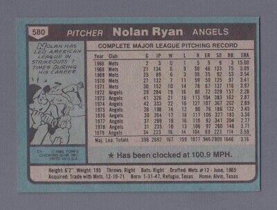 1980 Topps #580 Nolan Ryan California Angels Baseball Card NM  