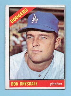 1966 Topps #430 Don Drysdale Los Angeles Dodgers Baseball Card Vg/Ex o/c wrks  