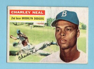 1956 Topps #299 Charley Neal Brooklyn Dodgers Baseball Card EX prt lns