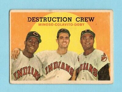 1959 Topps #166 Minoso, Colavito, Doby Cleve Indians Baseball Card VG