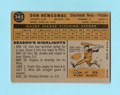 1960 Topps #345 Don Newcombe Cincinnati Reds Baseball Card EX - EX+     