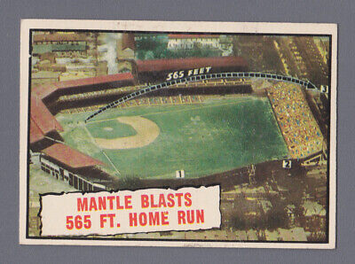 1961 Topps #406 Mantle Blasts 565 Ft. Home Run Baseball Card EX+  