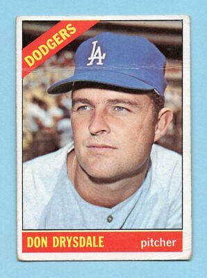 1966 Topps #430 Don Drysdale Los Angeles Dodgers Baseball Card Low Grade 