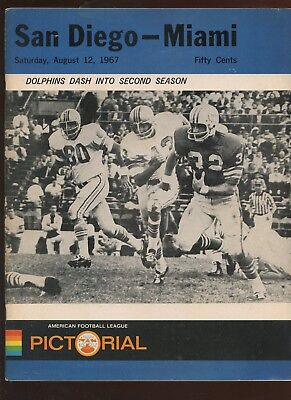 August 12 1967 AFL Pre Season Program San Diego Chargers at Miami Dolphins EXMT