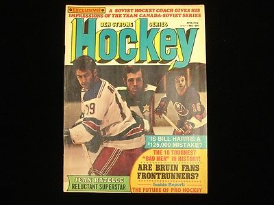 April 1973 Ben Strong Series Hockey Magazine - Harris + Ratelle Cover