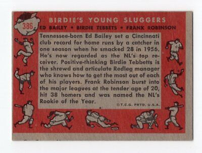 1958 Topps #386 Frank Robinson & others Cincinnati Reds Baseball Card EX