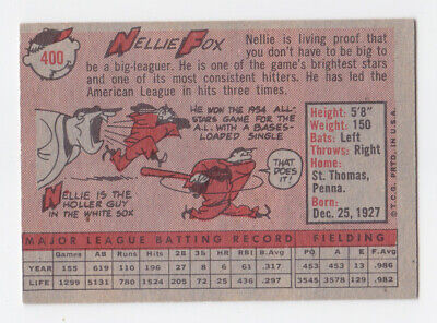 1958 Topps #400 Nellie Fox Chicago White Sox Baseball Card Ex/Mt o/c