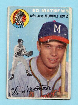 1954 Topps #30 Eddie Mathews Milwaukee Braves Baseball Card Good