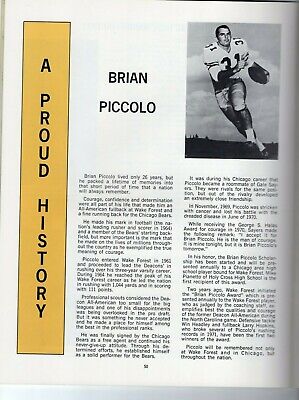 1972 Wake Forest Football Media Guide Tom Harper on Cover Brian Piccolo article