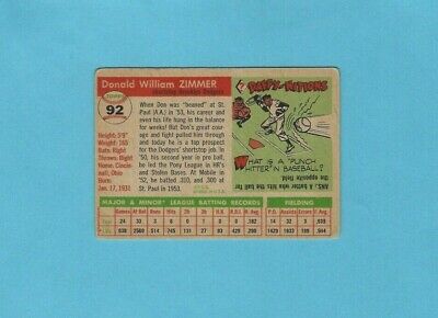 1955 Topps #92 Don Zimmer Brooklyn Dodgers Rookie Baseball Card VG  