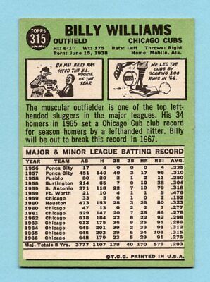 1967 Topps #315 Billy Williams Chicago Cubs Baseball Card Ex/Mt 