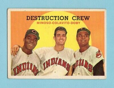 1959 Topps #166 Minoso, Colavito, Doby Cleve Indians Baseball Card EX