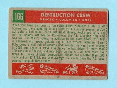 1959 Topps #166 Minoso, Colavito, Doby Cleve Indians Baseball Card VG