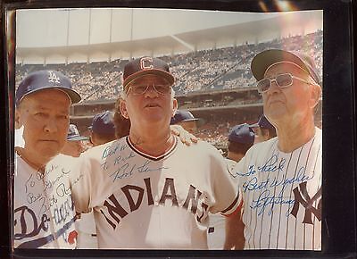 Pete Resier / Bob Lemon / Lefty Gomez Old Timers Day Photo Autographed Hologram