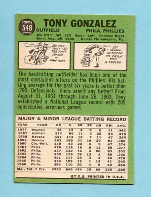 1967 Topps #548 Tony Gonzalez Phil Phillies High Number Baseball Card NM o/c    