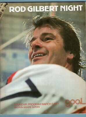 Rod Gilbert Night March 9, 1977 Minnesota North Stars vs NY Rangers Program