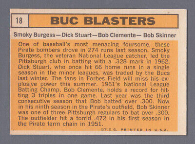 1963 Topps #18 Buc Blasters Roberto Clemente & others Baseball Card NM  