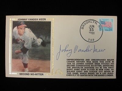 Johnny Vander Meer Reds SIGNED / Autographed 6.5" x 3.75" 1988 Envelope