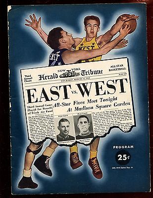 1948 NCAA Basketball All Star Game Program East vs West VGEX