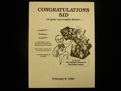 February 8, 1990 Sid Gillman Benefit Dinner “Roastimonial” Program