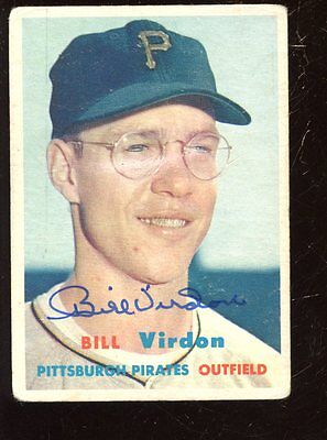 1957 Topps Baseball Card #110 Bill Virdon Autographed