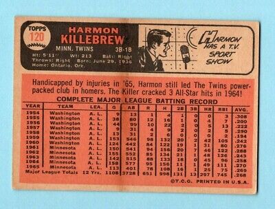 1966 Topps #120 Harmon Killebrew Minnesota Twins Baseball Card EX