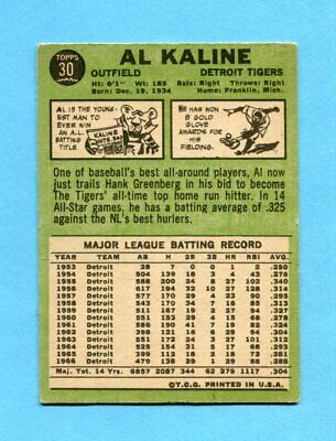 1967 Topps #30 Al Kaline Detroit Tigers Baseball Card EX