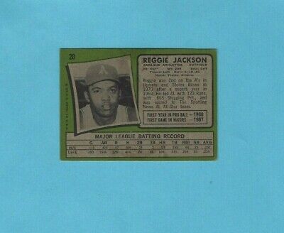 1971 Topps #20 Reggie Jackson Oakland Athletics Baseball Card Vg/Ex 